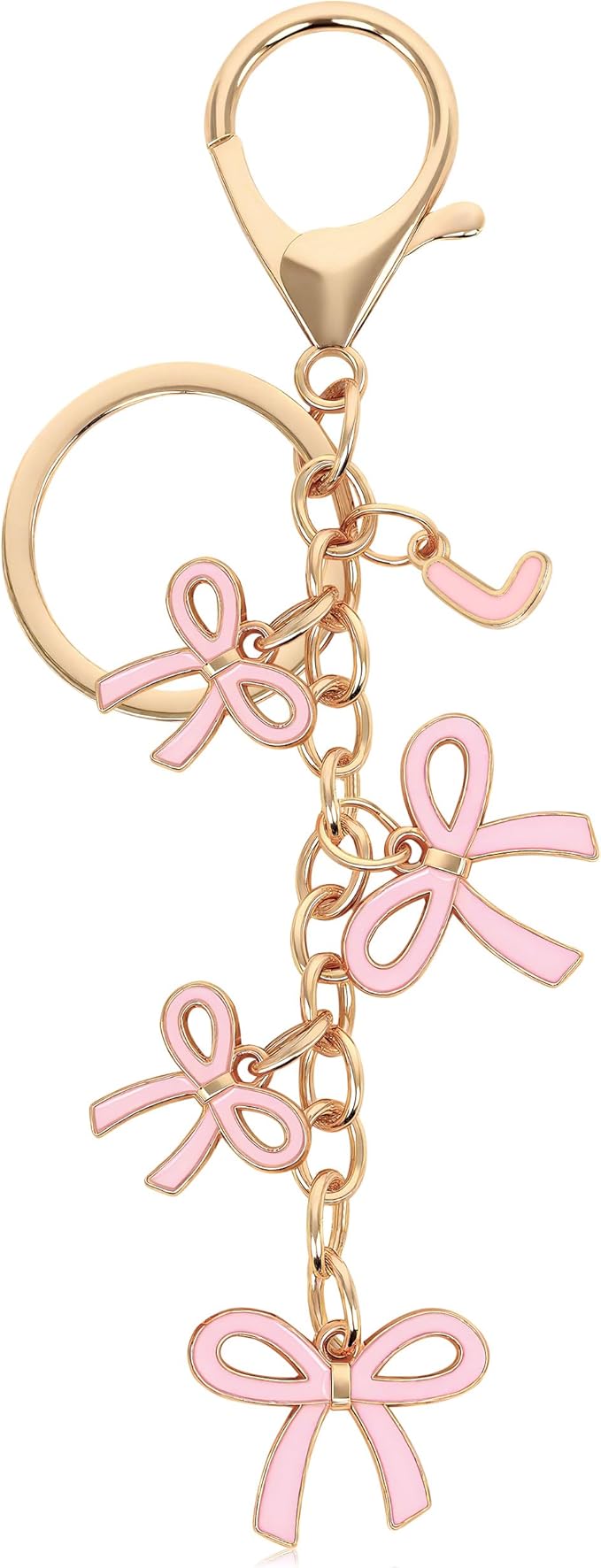 Bow Purse Charms Keychain - Pink Bow Alphabet Letter Key Chain, Bag Charms Wallet