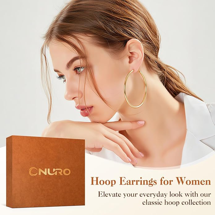 8 Pairs Gold Silver Hoop Earrings for Women, Hypoallergenic Stainless Steel Two Tone hoop earrings set, Lightweight Earrings Hoops for Women 4 Sizes (30/40/50/60mm)