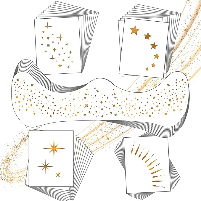 20 Pcs Gold Face Makeup Patches, Glitter Freckles Face Tattoo for Teenagers & Young Women, Sparkle Freckles Makeup Patches, Waterproof Face Glitter Freckles for for Christmas(Gold)