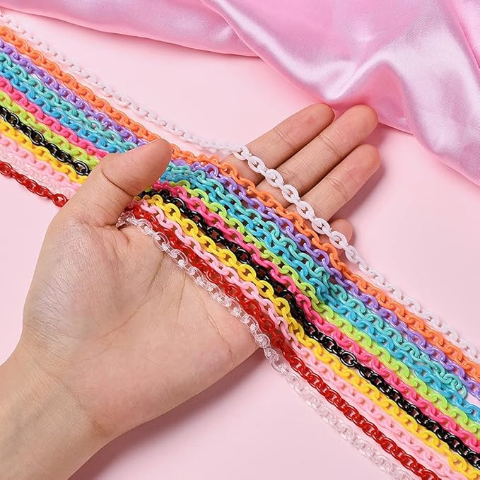 LiQunSweet 12strand/Box Handmade Opaque Acrylic Cable Chains for DIY Handbag Chain Lanyard Making Replacement Accessories - 2.5~3x1~2mm