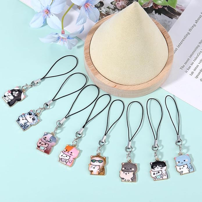 BEEFLYING Cute Charms for Mobile, Kawaii Charms Straps Aesthetic Y2K Cell Phone Pendants Accessories for Phone Bag Keychain Airpods Camera Wallet Decor