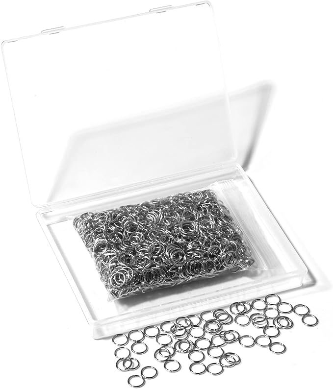 1000 Pcs 8mm Open Jump Rings Rhodium Plated Jump Rings for Jewelry Making Iron Made Single Ring Bulk for DIY Craft Earring Necklace Bracelet Pendant Choker Jewelry Making Finding