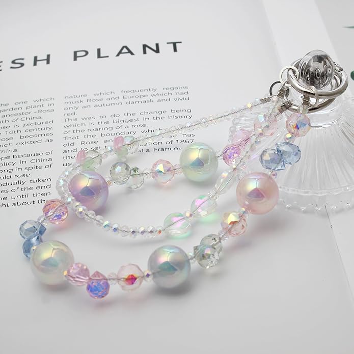 Phone Wrist Strap,Crystal Phone Chain Wristlet,Bracelet Wrist Lanyard,Cute Beaded Bag Charms,Decorative Purse Chain