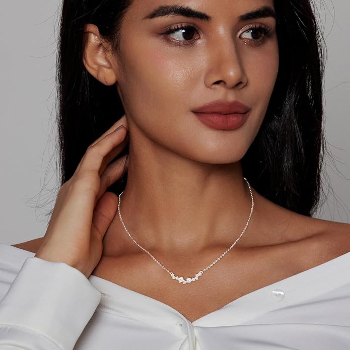 Luxval Diamond Pendant Gold Necklace for Women，Dainty 18k Gold Plated Choker Necklaces Simple Gold Jewelry Gifts for Women Girls