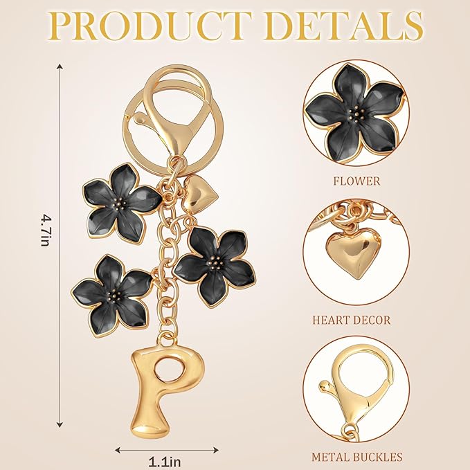 Snycler Bubble Initial Keychain Graceful Flower for bags car remote–A-Z Letter Charms for Women