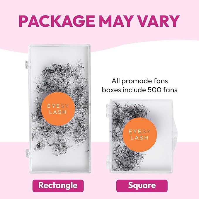 Eyesy Lash 500 Promade Fans - Volume Premade Lash Fans for Eyelash Extensions Pointy Base Handmade Loose Pre Made Eyelashes Middle Stem Soft and Lightweight (16D 0.03 CC 10mm)