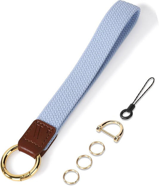 Wristlet Keychain for Women Stretchy Wrist Keychain Lanyard for Phone Case Wallet Id Card Badges (Standard - Mist Blue)