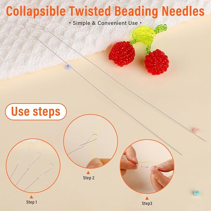 GarfxG 32 PCS Beading Needles Set - Collapsible Big Eye and Twisted Wire Seed Needles With Storage Box for Jewelry Making, Sequin Embroidery, Crafting DIY