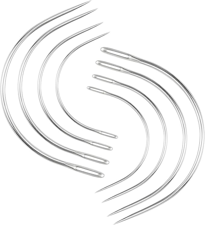 BlingKingdom 8 PCS Curved Needle Set 2" 2.5" 3" 3.5" Curved Hand Sewing Needles Durable C Type Needles for DIY Sewing Repairing Leather Carpet Canvas Weaving Crafts (4 Sizes)