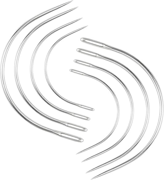 BlingKingdom 8 PCS Curved Needle Set 2" 2.5" 3" 3.5" Curved Hand Sewing Needles Durable C Type Needles for DIY Sewing Repairing Leather Carpet Canvas Weaving Crafts (4 Sizes)