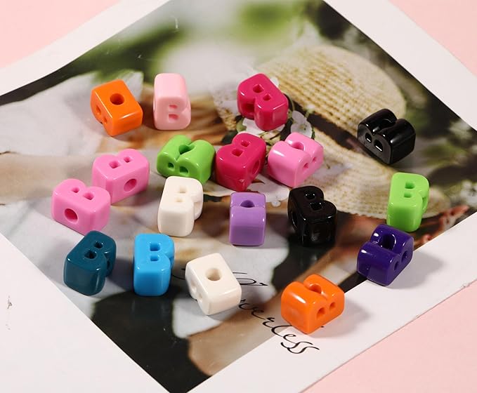 40 PCS Letter Beads 3D Acrylic 21mm x 15mm B Loose for Jewelry Making Bracelet Necklaces Keychain Phone Bag Chain Key Chains(Mixed Color B)