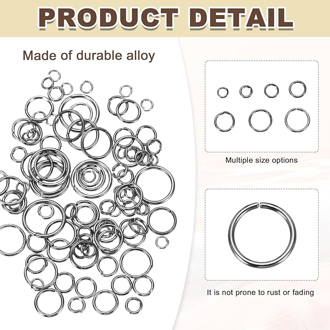 MECCANIXITY 1170Pcs Jump Rings for Jewelry Making, 7 Sizes Jewelry Making Kit with Jump Ring Opener & Pliers for Keychains Earings Repairing DIY Crafting Black