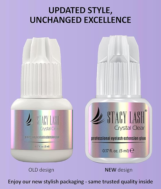 STACY LASH Crystal Clear Eyelash Extension Glue (0.17fl.oz/5ml)/1 Sec Drying Time/Retention – 8 Weeks/Transparent Adhesive/Professional Supplies