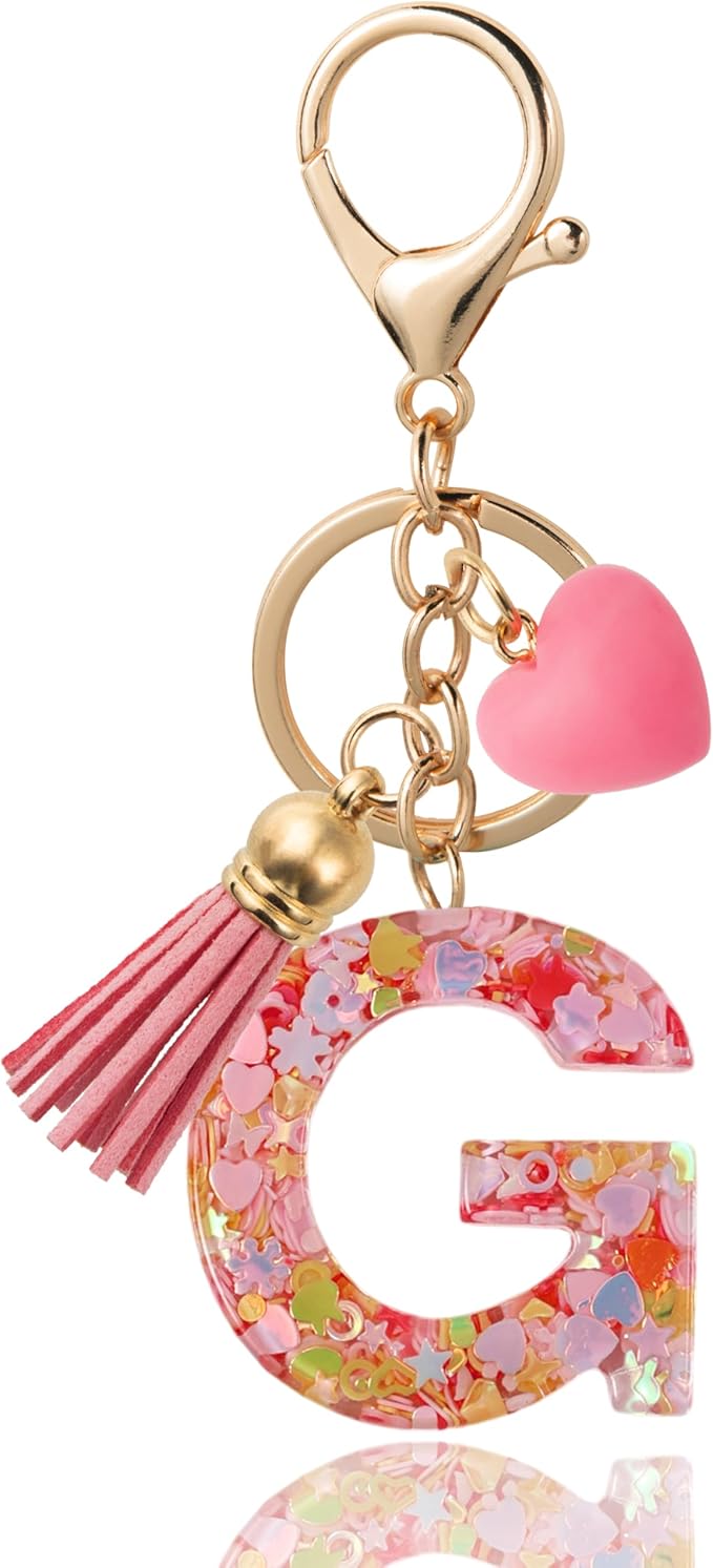 Alphabet Initial Letter Keychain Cute Heart Resin - Letter Keychain for Backpack Charms - Initial Keychains for Women