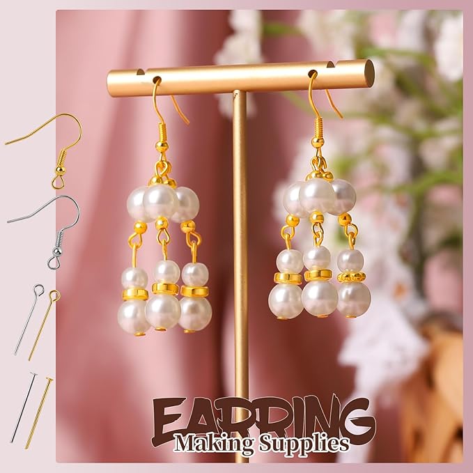LEOBRO 1200PCS Jewelry Making Supplies, Jump Rings for Jewelry Making, with Earring Hooks Earring Findings, Lobster Claw Clasps and Necklace Extenders