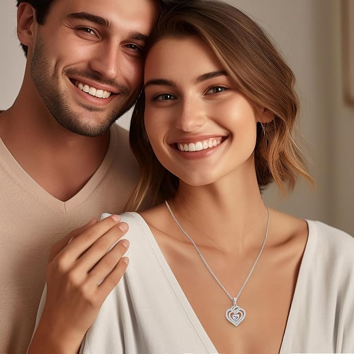 OOBEE Moissanite Heart Necklaces for Women, 1- 4 Carat Moissanite 925 Sterling Silver Gold Plating Fine Women Necklace，Ideal Anniversary Birthday Christmas Valentine Mothers Day Jewelry Gifts for Mom Wife Her Girlfriend