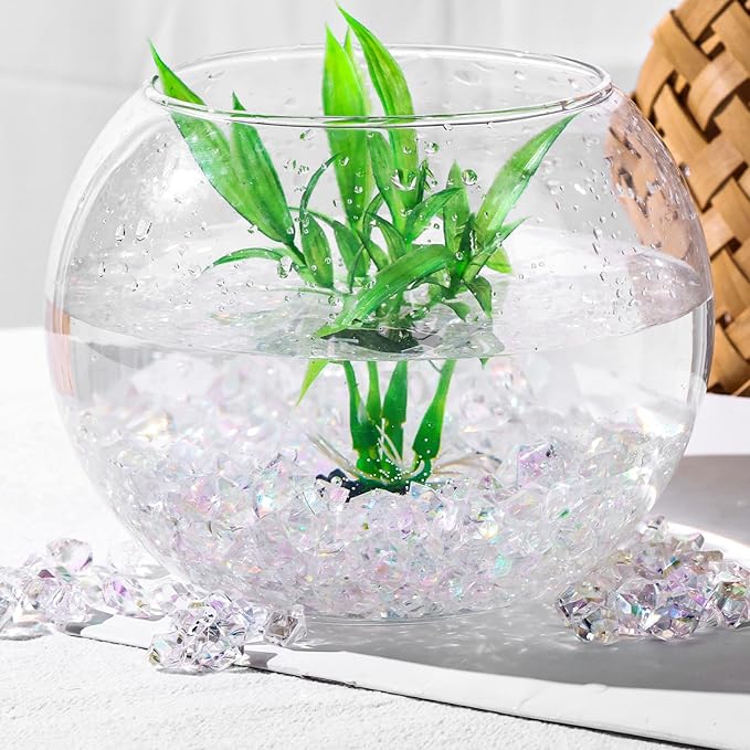 DomeStar 550PCS Bright Clear Vase Fillers, Acrylic Fake Crushed Ice Rocks Clear Gems Crystals Plastic Diamonds for Vase Fillers Centerpiece Fish Tank Table Scatter Photography Props Display Decoration