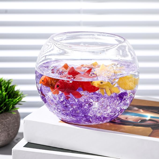 Syhood 570 Pcs 5 Sizes Purple and Clear Fake Crushed Ice Rocks Violet Acrylic Diamonds Plastic Gemstones Treasure Crystal Gems for Vase Fillers Table Scatter Centerpieces Wedding Decoration