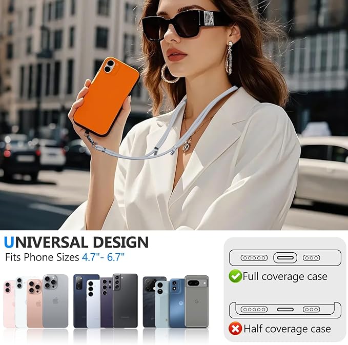 4 Pack Phone Lanyard & Wrist Strap, Cell Phone Lanyard for Around The Neck Adjustable Phone Strap for Most Smartphones