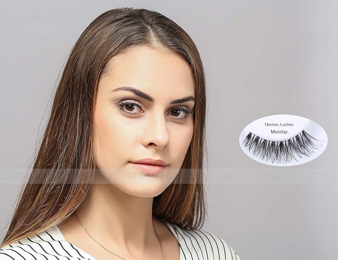DESIRES LASHES Multipack Demi Wispies Fake Eyelashes 5Pairs Per Kits, 01 Monday