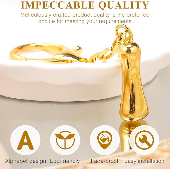 VICKHU Gold Plated Bubble Initial Letter Cute Keychain for Women Car Key Purse Decorative Keyring Handbag Charms Fashion
