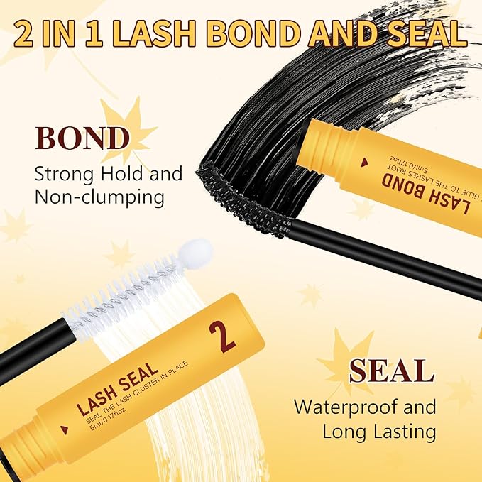 QUEWEL Lash Clusters Kit, 280Pcs 40D+50D 3D Lash Cluster Eyelash Extensions 10-18mm Volume Individual Lashes with Lash Bond and Seal and Lash Tweezers Easy DIY at Home(40D+50D 3D Kit)