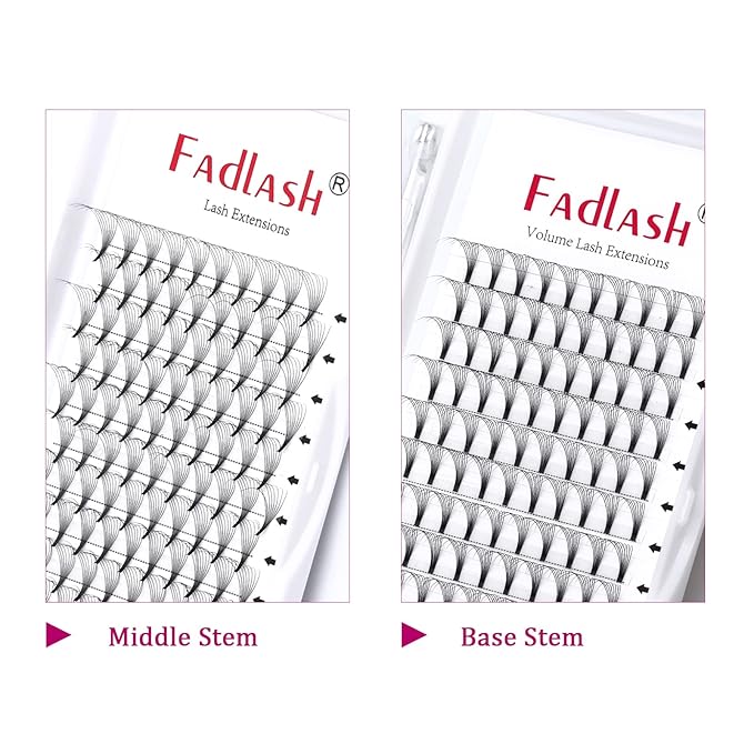 Premade Fans Eyelash Extensions Avaliable 0.07 Volume Lash Extensions C Curl Premade Lash Fans Pro Ponit Middle Stem Volume Eyelashes (8D-0.07-C, 12mm)