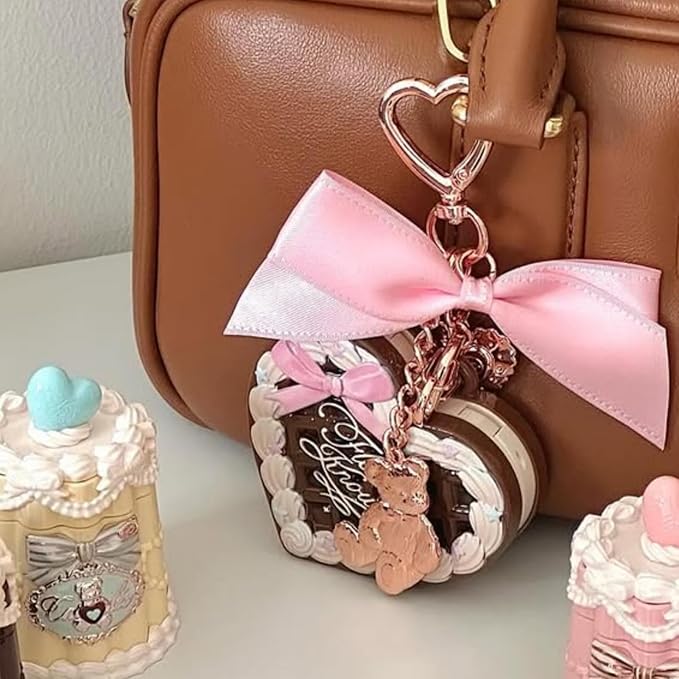 Flower Knows The Sweetie Bear Collection Setting Powder,Cute Bag Charms Purse Keychain,Makeup & Setting Compact and Puff Pressed Powder,Pore Blurring Backed,Gift for Women,0.09 Oz(01 Cocoa)