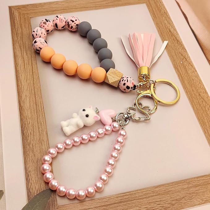 Cute Pink Keychain,Fuzzy Cat Keychain Aesthetic Y2K KeychainStylish KeychainsAccessories