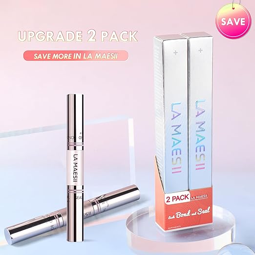 Lash Bond and Seal Waterproof, Cluster Lash Glue Bond and Seal Lash Glue, Strong Hold 72h for Eyelash Clusters, Latex Free Sensitive Eyes Available 10ML (Pack of 2)