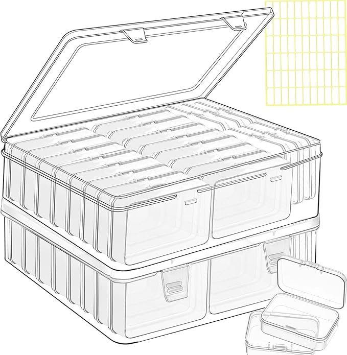 46pcs Bead storage containers, bead organizer boxes and craft storage boxes for bracelet making DIY jewelry craft nails, bracelets, jewelry, diamonds, clay beads, screws 2.9x1.97x0.8Inch