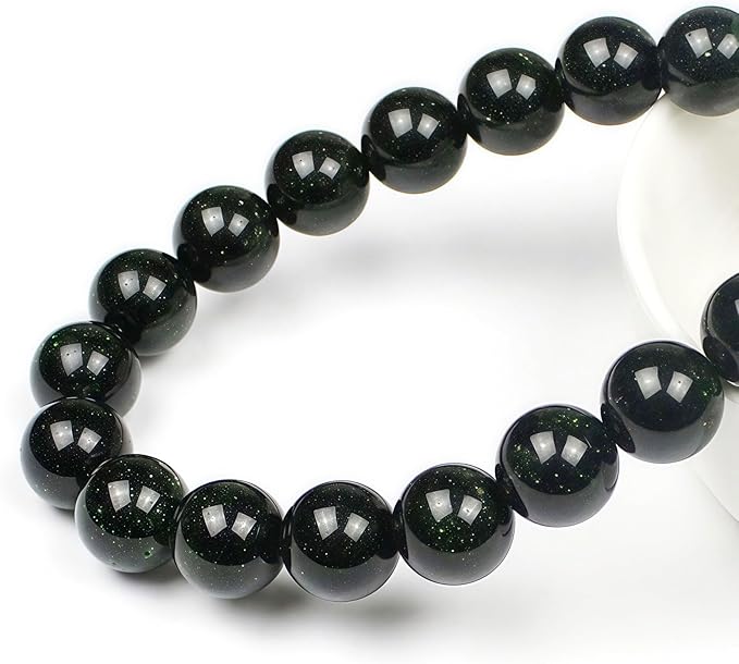 MJDCB Best Sellers Green Sand Stone Round Stone Beads for Jewelry Making DIY Bracelet Necklace (6mm)