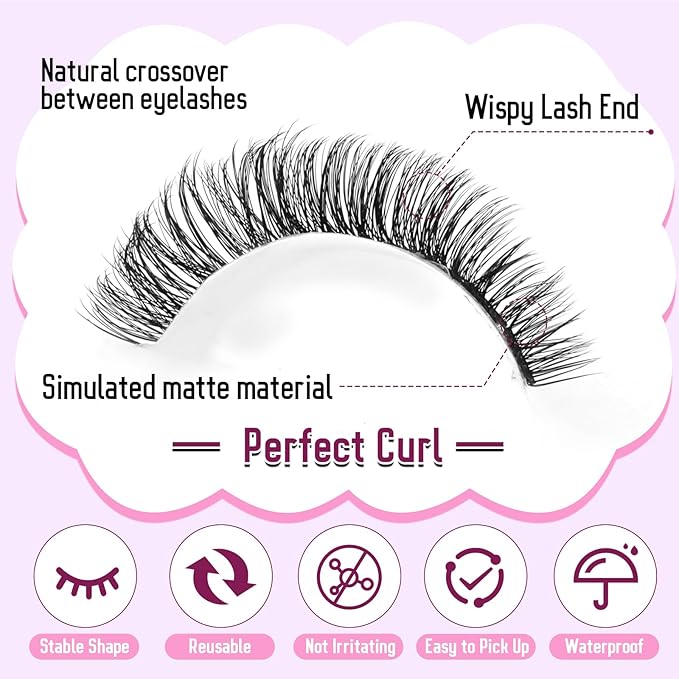 Wispy Individual Lash Clusters D-Curly Volume Lash Extensions 10-18mm Natural DIY Cluster Lashes for Beginners