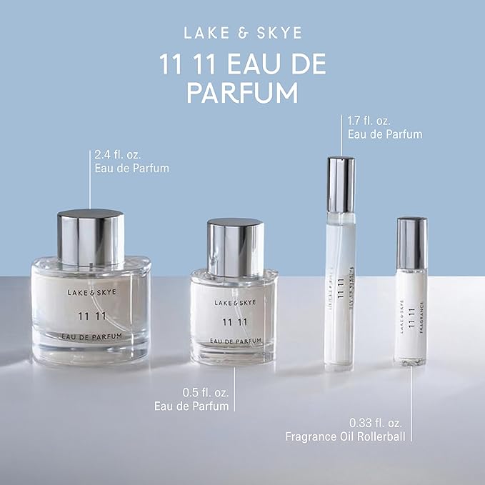 Lake & Skye 11 11 Eau de Parfum Travel Spray, Long Lasting Fragrance, 0.5 fl oz (15 ml) - Skin Musk, Clean, Vegan, Paraben-Free, Cruelty-Free
