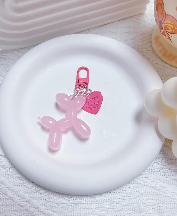 LAEKOU Jelly Balloon Dog Design Keychain for Women, Cute Girls Key Chain, Bag Charms Accessories for Car Purse Backpack