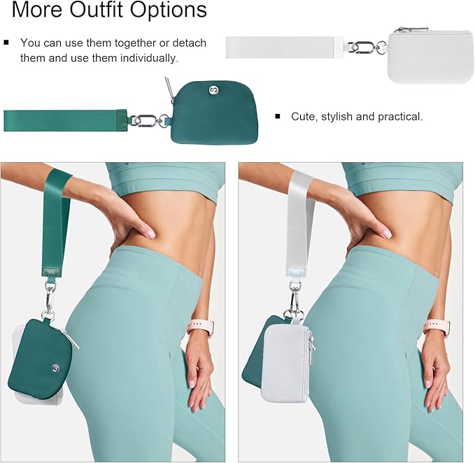 Babysun Mini Zip Around Dual Pouch Wristlet With 2 Straps Wristlet Keychain Wallet for Women Coin Purse Small Cute for Teen Girl
