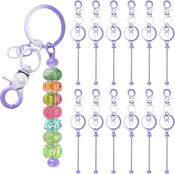 uxcell Beadable Keychain, Keychain Making Supplies, Blank Bead Metal Chain Bars for DIY Crafts Jewelry Making Gift