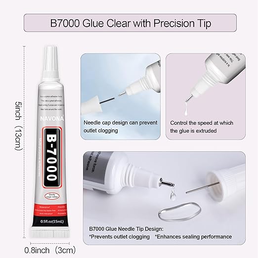 20 PCS 15ml B7000 Glue Clear with Precision Tip, Rhinestone Glue for Nail, B-7000 Glues for Craft Glues, Jewelry Making, Nail Art, DIY, Makeup, Shoes