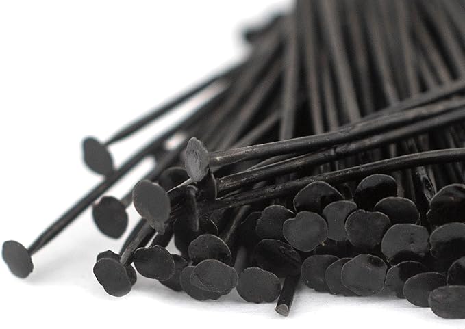 The Bead Chest Midnight Brass 21 Gauge 1 Inch Head Pins (Approx 100 Pieces)