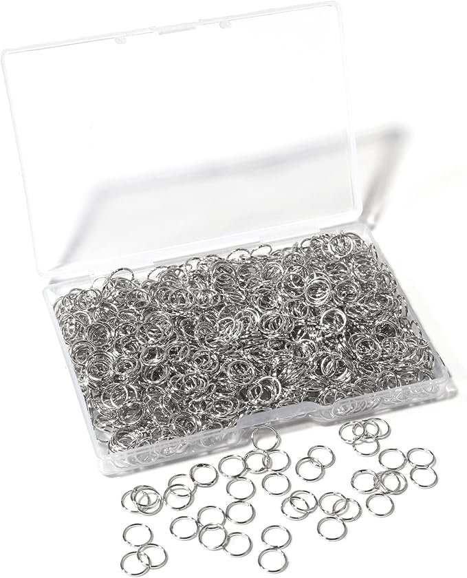 1000 Pcs 6mm Open Jump Rings Rhodium Plated Jump Rings for Jewelry Making Iron Made Single Ring Bulk for DIY Craft Earring Necklace Bracelet Pendant Choker Jewelry Making Findings