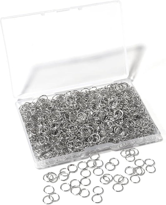 1000 Pcs 6mm Open Jump Rings Rhodium Plated Jump Rings for Jewelry Making Iron Made Single Ring Bulk for DIY Craft Earring Necklace Bracelet Pendant Choker Jewelry Making Findings