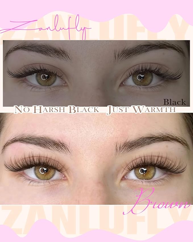 Brown Lash Clusters Cat Eye Lashes Light Volume Eyelash Clusters Dark Brown Lash Extension zanlufly Left & Right Cluster Eyelash Extensions Clear Band Cluster Lashes 10-16mm DIY Individual Lashes