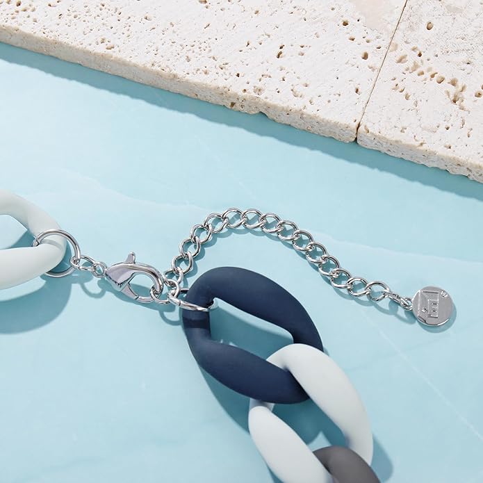 Firstmeet Chunky Acrylic Necklace Smooth Chain Link Cool Statement Choker Cuban Style Jewelry Gift for Women