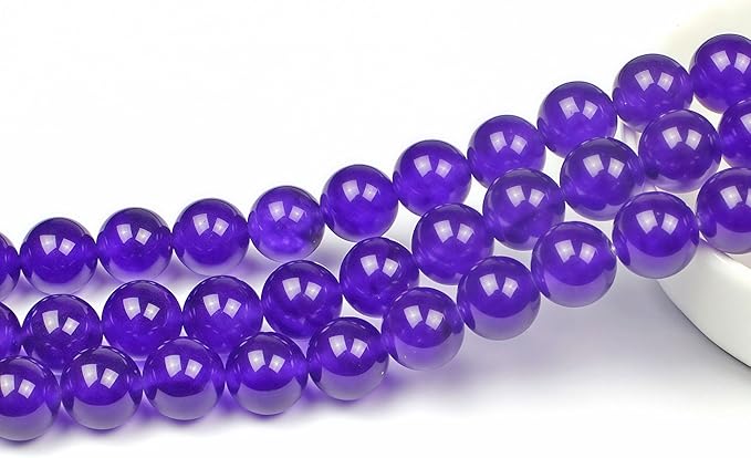 MJDCB Natural Stone Beads Purple Jade Round Loose Beads for Jewelry Making DIY Bracelet Necklace (4mm)