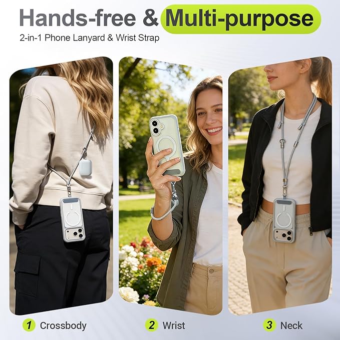 Phone Lanyard & Phone Wrist Strap, 3 in 1 Adjustable Anti Theft Phone Strap for Travel Hiking Cycling Climbing