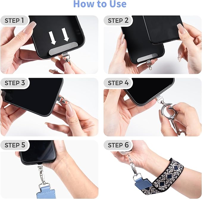 Clip and Go Strap for Phone with Wallet Crossbody Phone Lanyard with Anti-Theft Zipper Pouch Detachable Quilted Wrist Wallet with RFID and ID Window for Daily Travel.