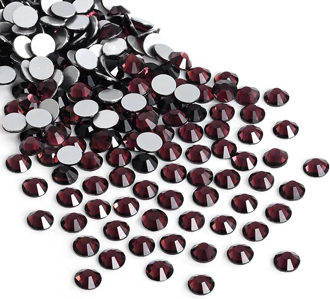 1440pcs Flatback Rhinestones Glue Fix Crystal Glass Diamantes Gems for Crafting Nail Art Crafts Decorations Clothes Shoes 4.0 mm (ss16, Amethyst)