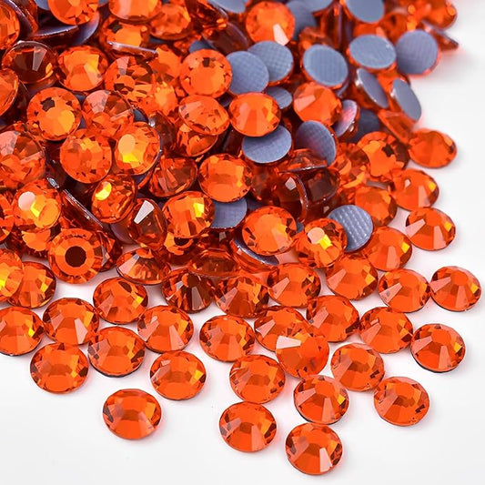 1440pcs Hotfix Rhinestones Flatback Crystal Rhinestones for Crafts Crafting Clothes Shoes DIY Decorations,4.0mm SS16, Orange Siam