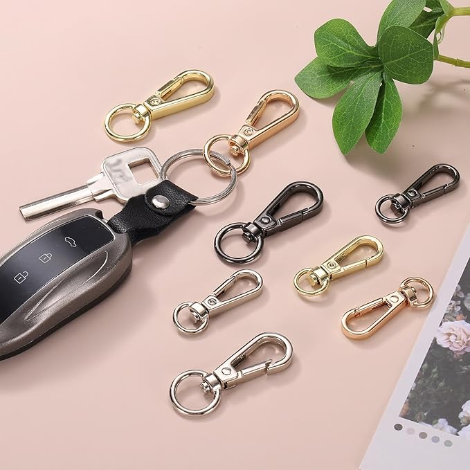 PATIKIL Swivel Lobster Claw Clasps 10pcs Push Gate Snap Hook Metal Trigger Clips Purse Hardware for Keychains Purse Handbag Makings DIY Crafts, Light Gold