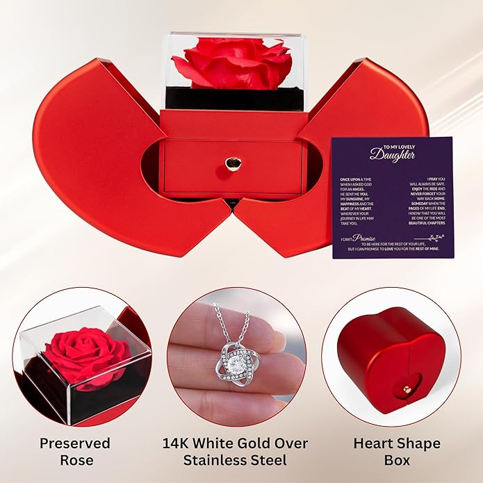 To My Beautiful Daughter Necklace from Mom & Dad | Cubic Zirconia Pendant with Heartfelt Message Card & Gift Box | Daughter Birthday, Graduation, Christmas Jewelry Gift from Parents